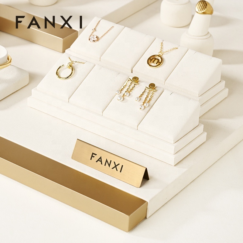 FANXI Wholesale Microfiber Jewellery Display Holder Stand Custom Ring Bracelet Necklace Earring Holder Stand Jewelry Display