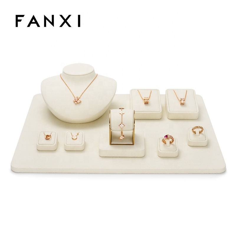 FANXI Factory  New Jewellery Display Sets PU Leather Ring Earrings Necklace Holder Jewellery window display