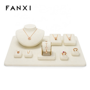 FANXI Factory  New Jewellery Display Sets PU Leather Ring Earrings Necklace Holder Jewellery window display