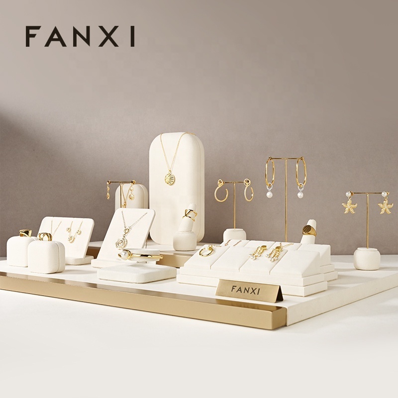 FANXI Wholesale Microfiber Jewellery Display Holder Stand Custom Ring Bracelet Necklace Earring Holder Stand Jewelry Display