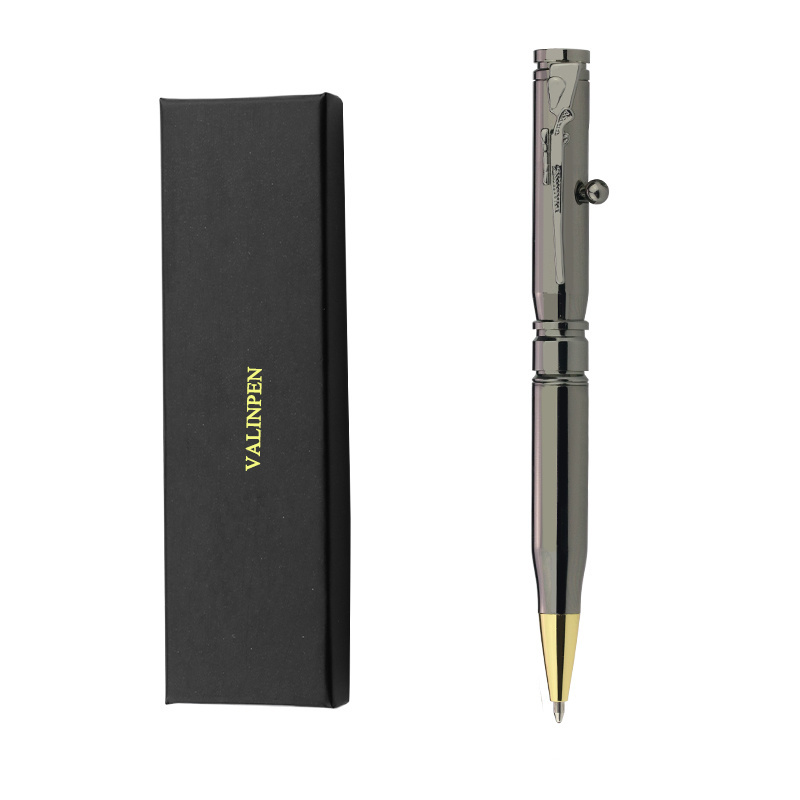 Valin pen Luxury Gun Metal Ball pen Action Bullet Shaped Refillable Ballpoint Ink Pen with custom logo