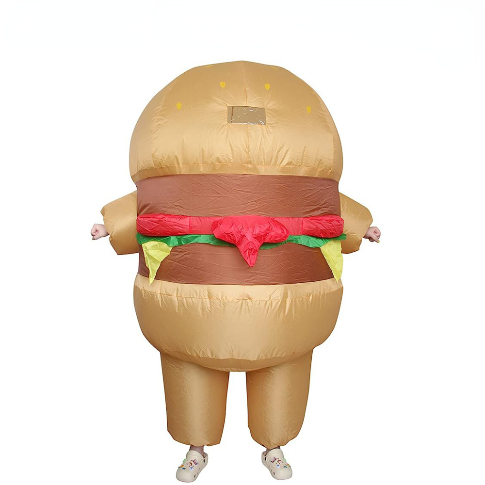 2023 New Hamburger Inflatable Costume for Adult Men Women Halloween Party Cosplay Clothing Funny