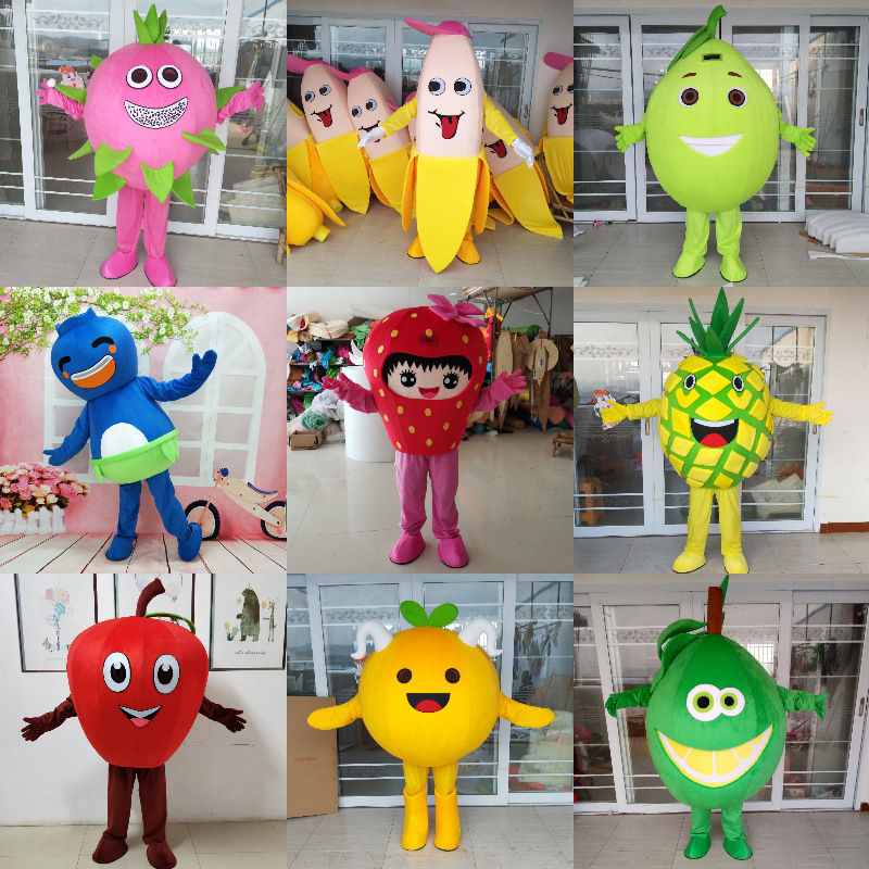 2023 Cute Fruit and Vegetable Cartoon Doll Costume Action Figure Pineapple Mango Watermelon Pomegranate Performance Costume