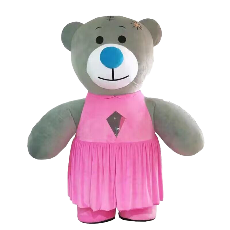 Giant Inflatable Patch Bear Costume Giant Plush Grey Dress Teddy Bear Furry Suit Mascot Halloween Carnival Costumes Mascot