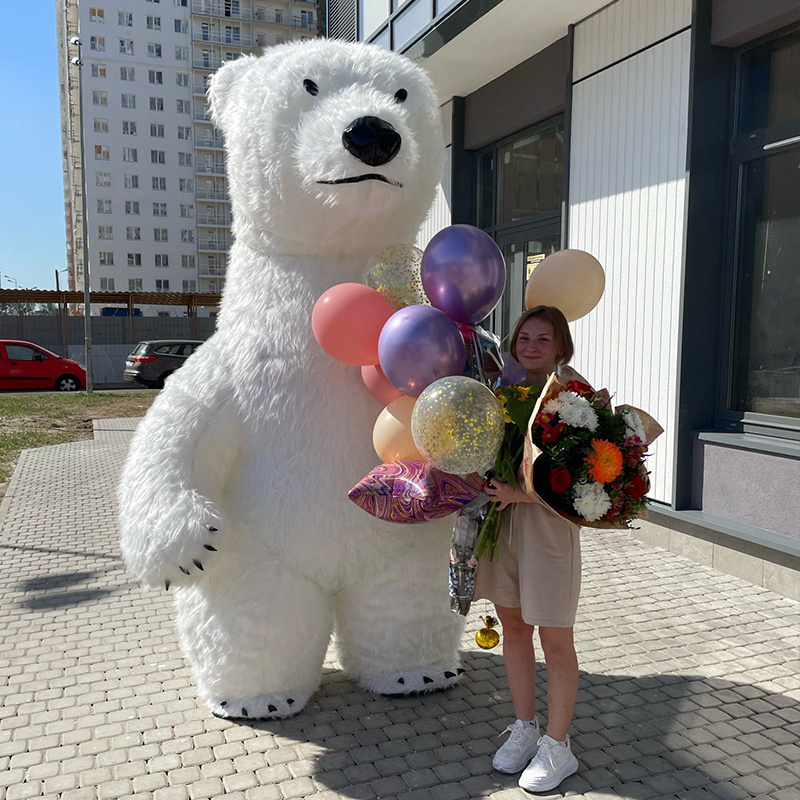 Christmas Outdoor Party Inflatable Giant Polar Bear Costume Christmas Mascot Inflatable Stuffed Animal Gift White Bear Costume