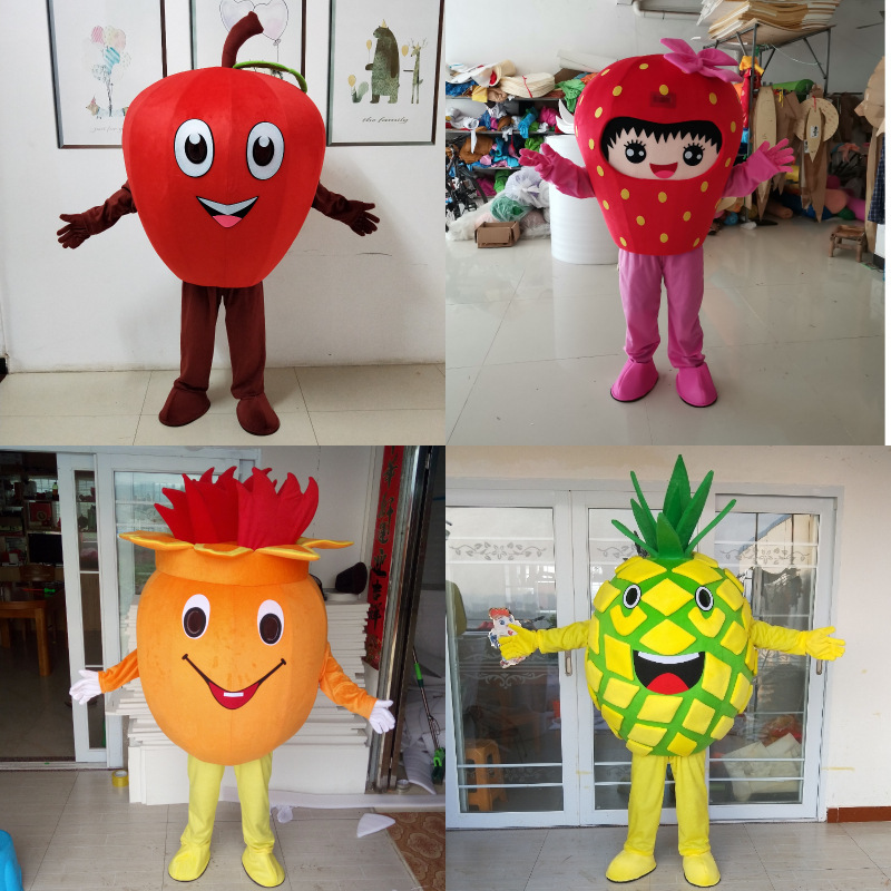 Fruit and Vegetable Mascot Cartoon Doll Costume Carrot Performance Pineapple Mango Watermelon Outfits Funny Doll Clothes