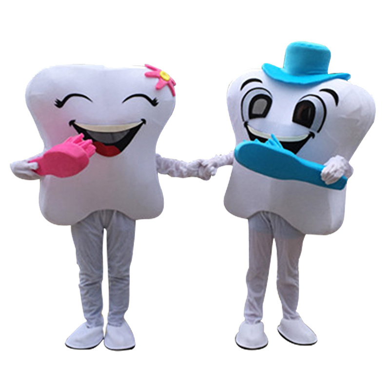 Cute White Plush Tooth Mascot Costume Fun White Tooth Adult Cosplay Doll Costume Beautiful Cartoon Set Costume Dress Gift