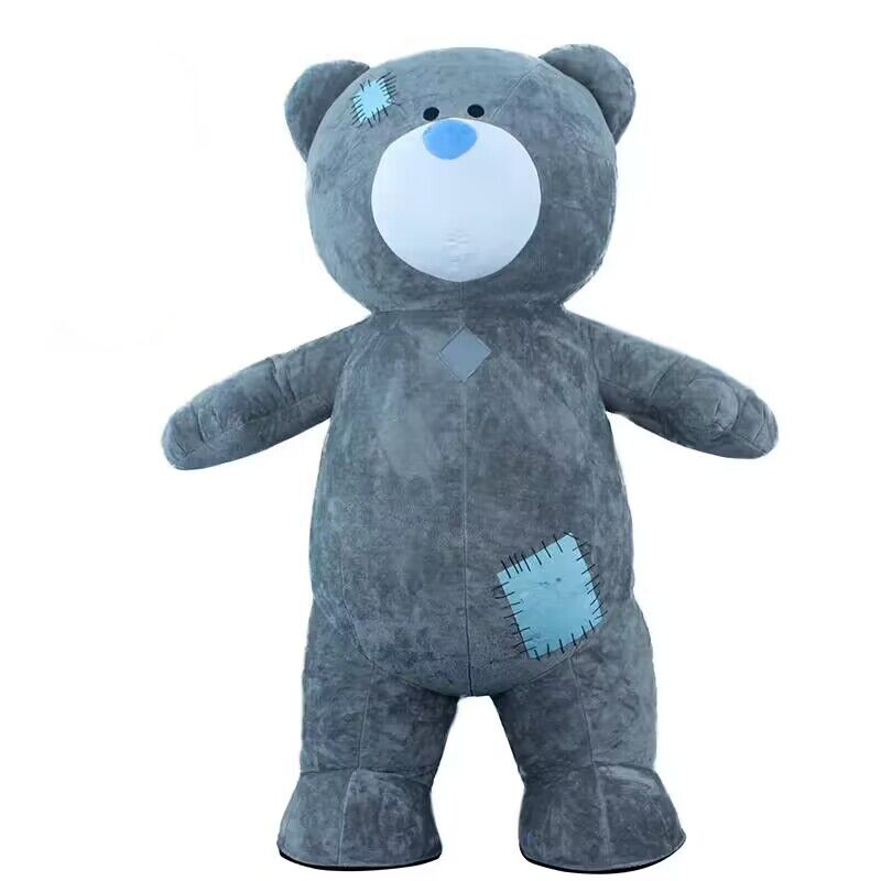 Inflatable Patch Bear Costume Giant Plush Grey Bear Furry Suit Mascot Halloween Carnival Costumes For Adult Man Clothing