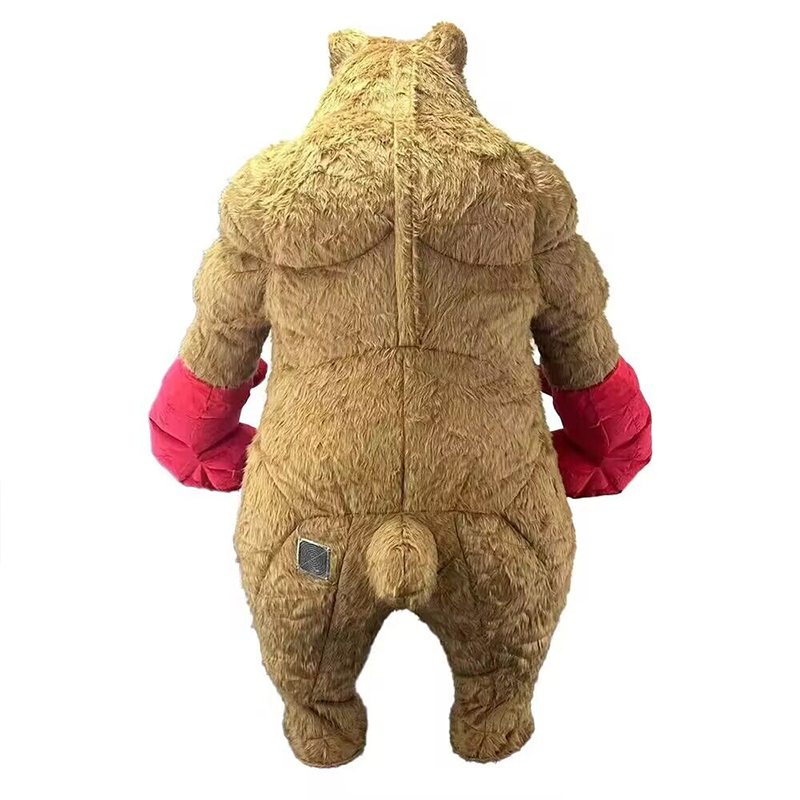 Furry Giant Boxing Bear Inflatable Costume Plush Brown Bear Costumes Mascot Adult Halloween Cosplay Suit