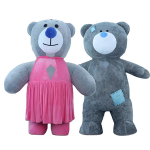 Giant Inflatable Patch Bear Costume Giant Plush Grey Dress Teddy Bear Furry Suit Mascot Halloween Carnival Costumes Mascot