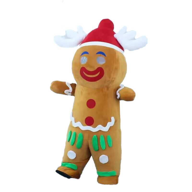 Cute Christmas Giant Gingerbread Man Inflatable Cosplay Costume Halloween Santa Claus Elk Performance Costumes Mascot