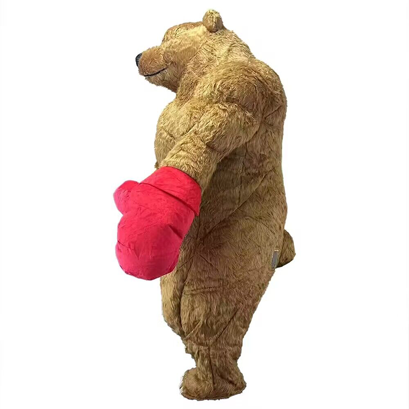 Furry Giant Boxing Bear Inflatable Costume Plush Brown Bear Costumes Mascot Adult Halloween Cosplay Suit