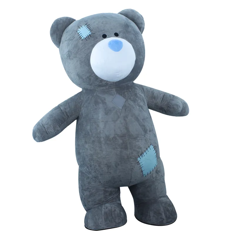 Inflatable Patch Bear Costume Giant Plush Grey Bear Furry Suit Mascot Halloween Carnival Costumes For Adult Man Clothing