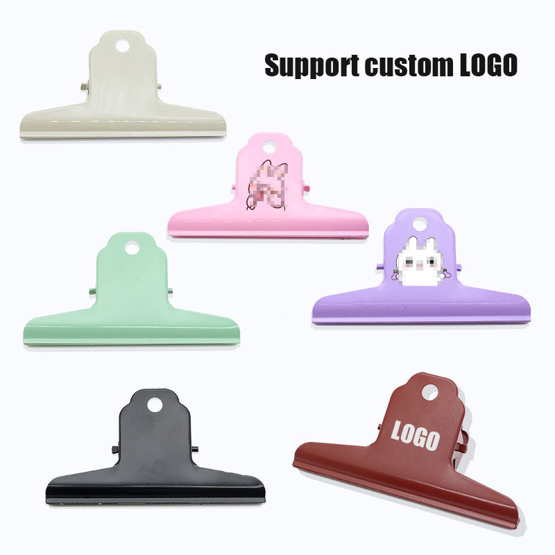 wholesale macaron color 100mm Large Metal Paper Binder Clips Food Bag clip Bulldog Clips with logo