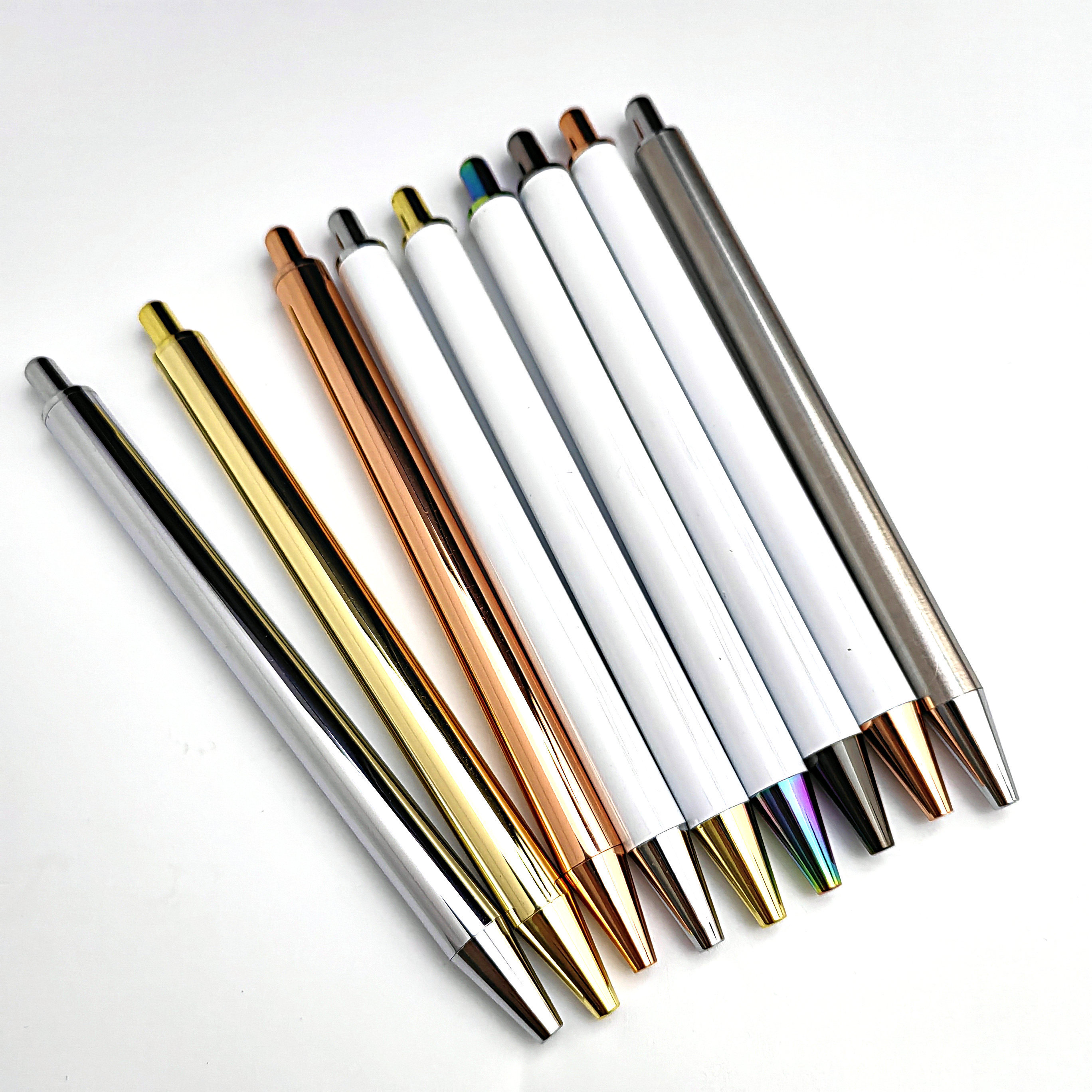 Refillable UV DTF Chrome Blank Assemble Resin Rhinestone Epoxy Vinyl Wrap New Stainless Steel Pen Glitter DIY Blanks Pens