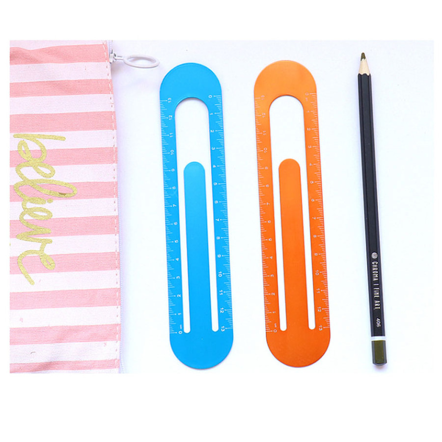 Multi-function custom logo promotional bookmarks U shape aluminium metal ruler paper clip bookmarks