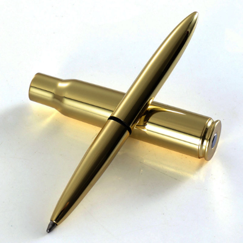 Engrave Bullet Gun Ballpoint Pens Man Gifts Pocket Capsule Pen 22 Gun Casing Yellow Brass Tactical Metal Bullet Shape Ball Pen