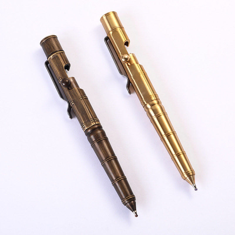 High Quality Heavy Out Door Cool Ball Pen Personalized Bolt Action Pen Sold Brass Man Travel Gifts Pen With Box