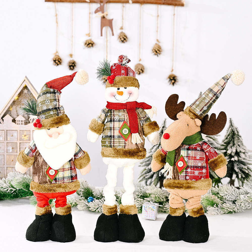 2023 Retractable Snowman Elk Toys santa claus dolls decor kids christmas gift with christmas decoration supplies