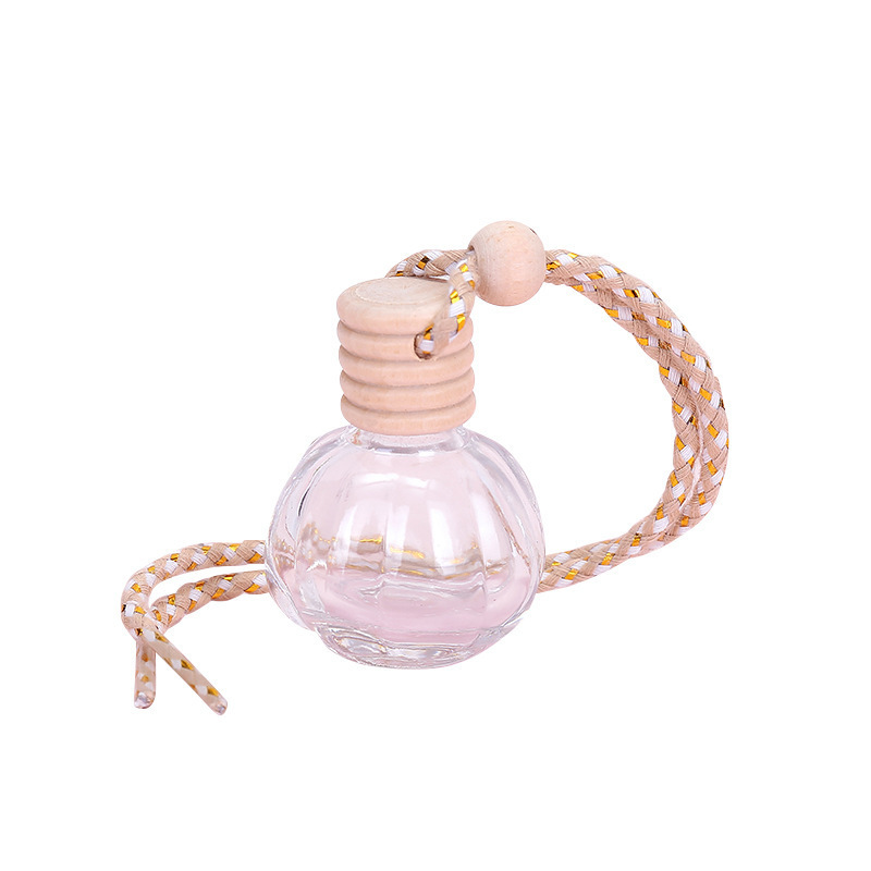 Empty Refill String Hanging Glass Bottle Pendant Mini pumpkin Shape Car Air Freshener Diffuser Car Essential Oil Aroma Bottle