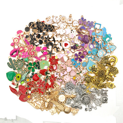 30pc wholesale mix bulk assorted design colorful necklace earring bracelet pendants gold plated enamel charms for jewelry making