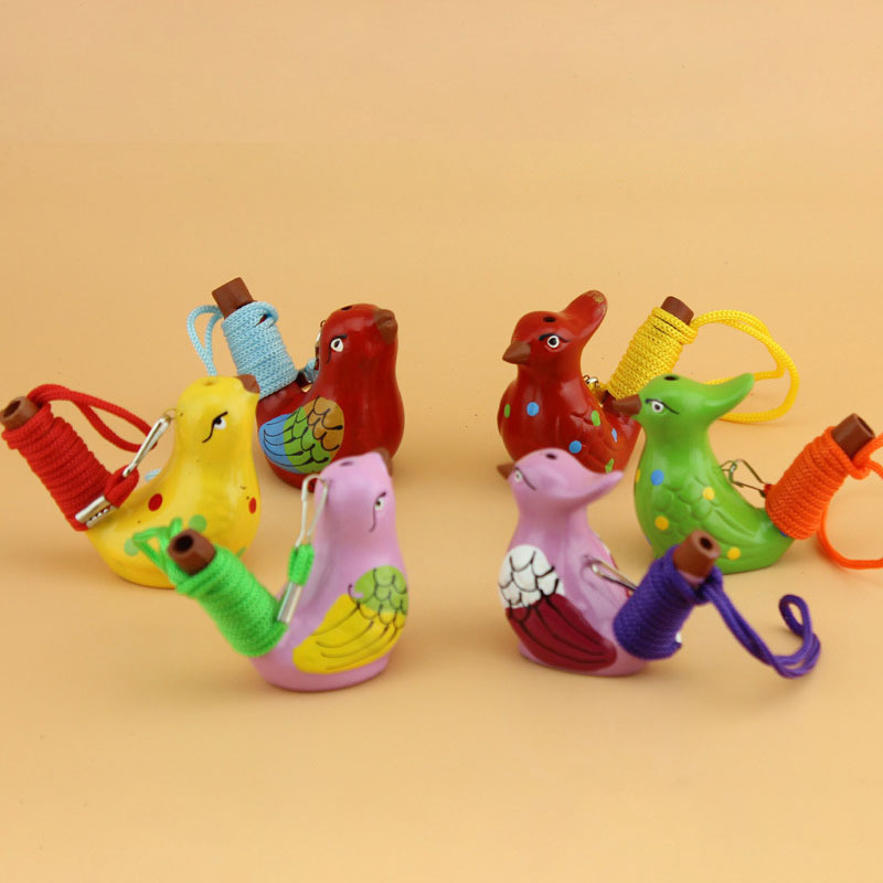 small bird whistle Hand painted cute animal shape kids gifts lanyard ceramic clay toy music water bird whistle