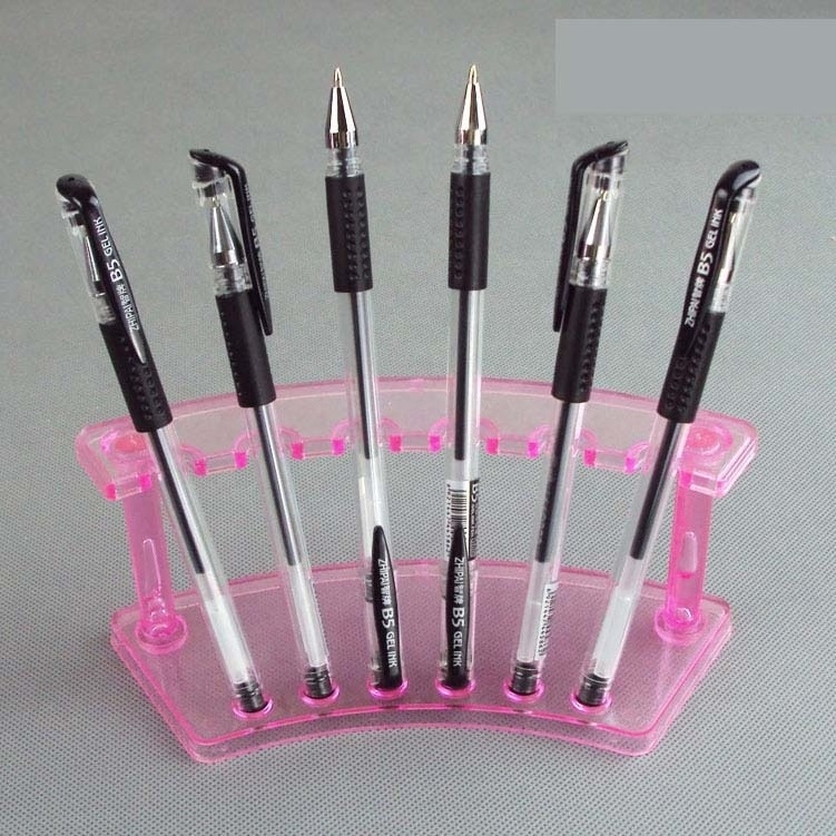 Clear Display Stand 6-Slots Pen Display Stand Eyebrow Pens Stand Makeup Brush Rack Organizer Plastic Pen Holder