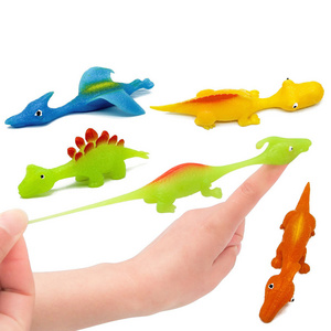 Novelty Funny Stretchable Flick Rubber Animals Dinosaurs frog Turkey Finger Slingshot Toy