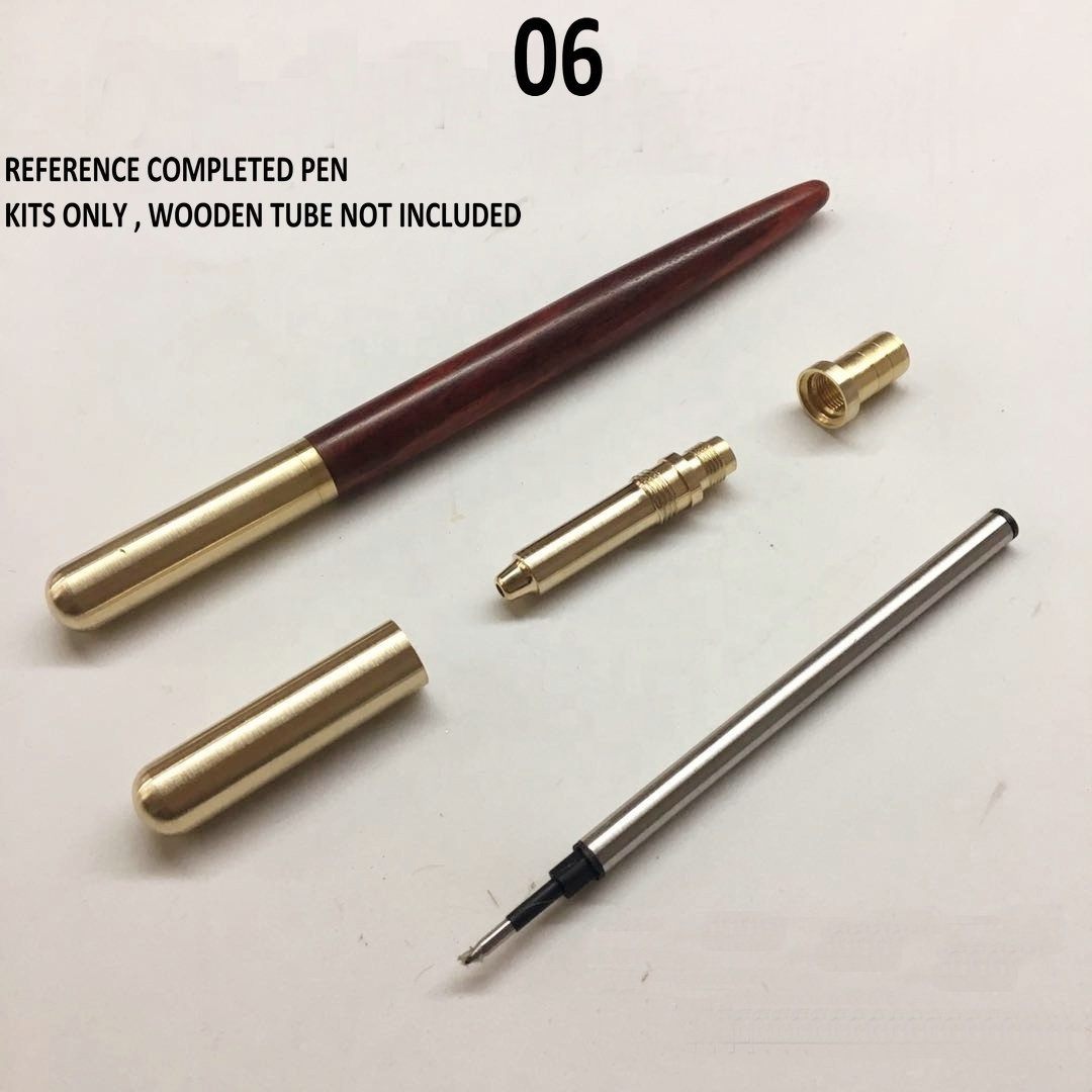 wholesale woodturning craft solid brass pen parts wooden pen making kits DIY wood turning Tubeless fountain roller ball pen kit