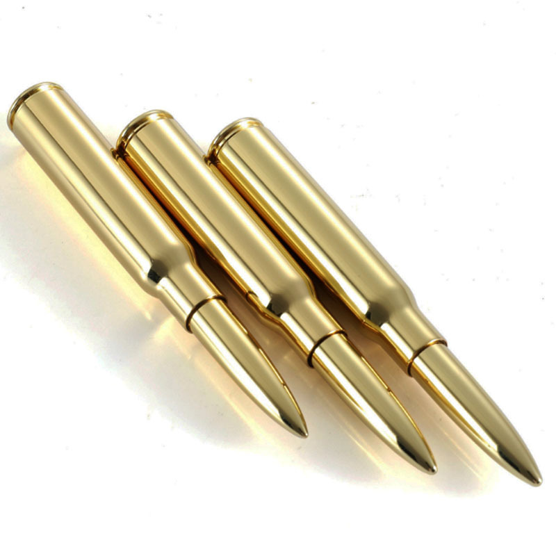 Engrave Bullet Gun Ballpoint Pens Man Gifts Pocket Capsule Pen 22 Gun Casing Yellow Brass Tactical Metal Bullet Shape Ball Pen