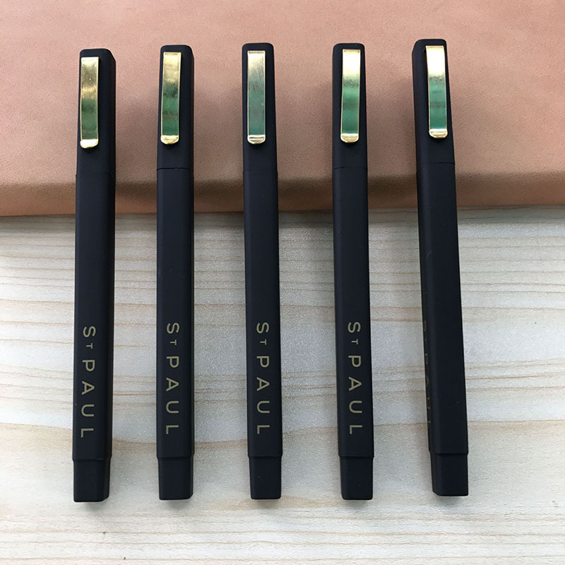 High quality Hot selling luxury gold clip rubber square hotel ball pen with custom logo ballpoint pen