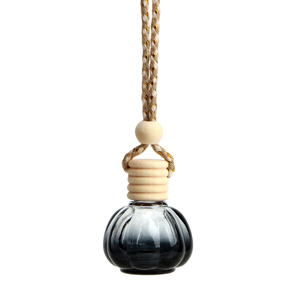 Empty Refill String Hanging Glass Bottle Pendant Mini pumpkin Shape Car Air Freshener Diffuser Car Essential Oil Aroma Bottle