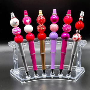 Clear Display Stand 6-Slots Pen Display Stand Eyebrow Pens Stand Makeup Brush Rack Organizer Plastic Pen Holder