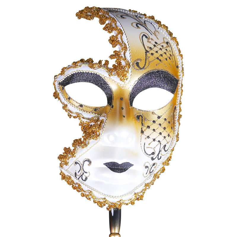 Women Full Face Elegant Venetian Carnival mask With A Stick