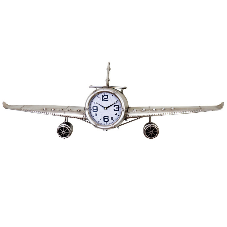 high quality retro iron wall decoration aircraft wall clock creative bar restaurant cafe antique wall industrial decoration