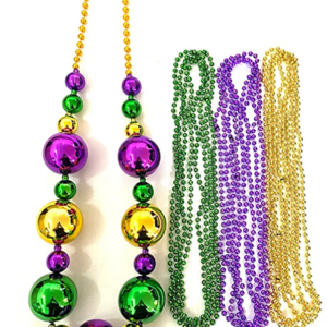 10 pcs/set Mardi Gras Purple Gold Green Carnival Metallic Bead Necklaces For Festivals Parades Night Club Dress-up Events Decor