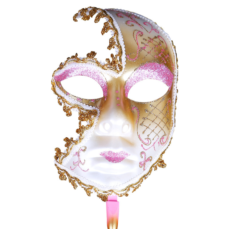 Women Full Face Elegant Venetian Carnival mask With A Stick