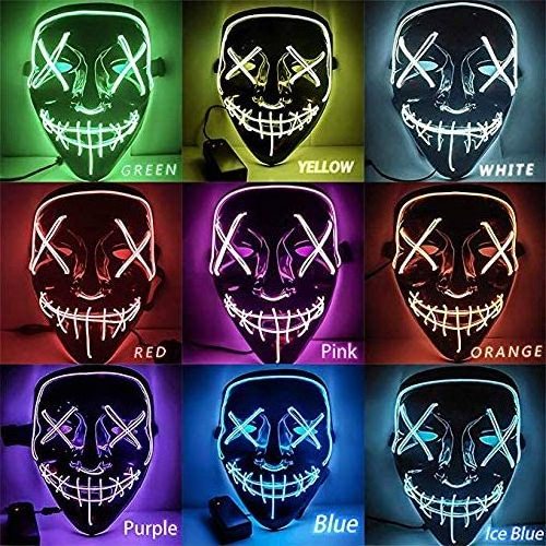 Hot Halloween Led Mask Purge Neon Masks Election Mascara Costume Dj Party Light Up El Masks Glow Dark Punk Fashion Cosplay