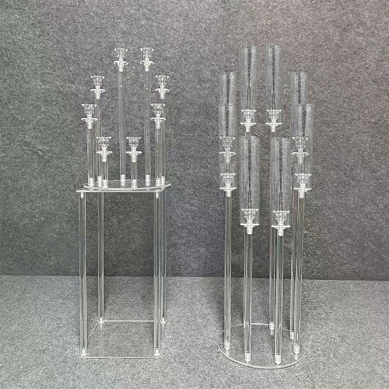 8 Arms Acrylic Candelabra Centerpiece for Wedding Party Decoration Supplies Led Candle Holder