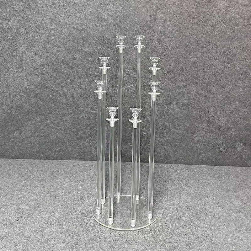 8 Arms Acrylic Candelabra Centerpiece for Wedding Party Decoration Supplies Led Candle Holder