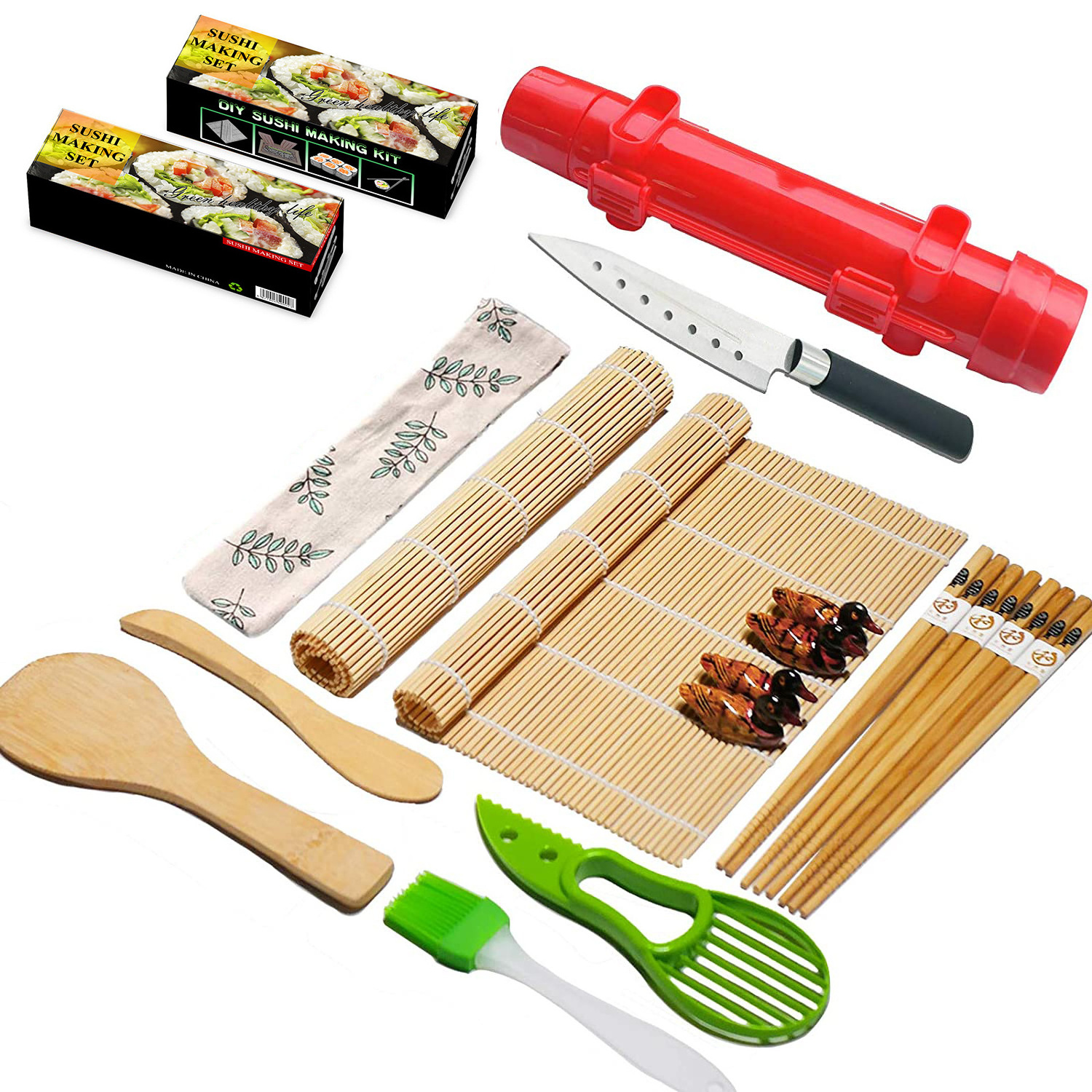 DIY Sushi Making Kit Plastic Sushi Maker with Multiple Shapes Rice Mold and Rice Spatula Easy Using Sushi Kit