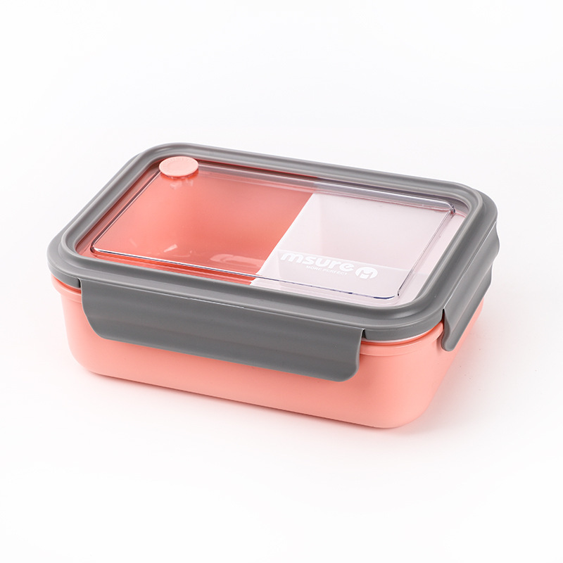 plastic lunch box with divided inner box and spoon BPA free bento box with clear lid and locks 1.25L