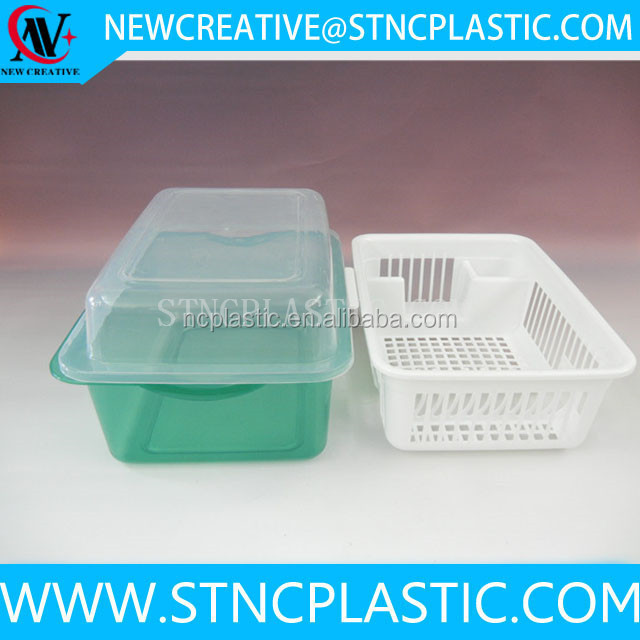 clear plastic cutlery storage holder with lid and tray