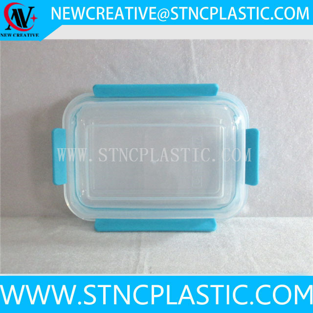 rectangular plastic food storage container with lock lids fridge clear airtight box 900ml