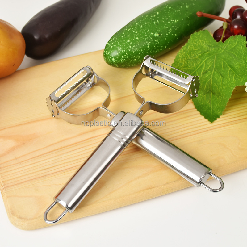 hot selling Kitchenware Sharp Stainless Steel Dual Julienne & Vegetable Peeler