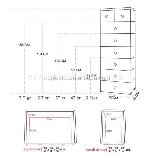 Storage Unit Drawers Plastic 3,4,5 Tier Tower Cabinet Space Saver Organizer Tidy