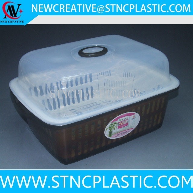 plastic kitchen rack storage box with lid