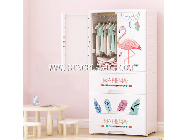 clothes hanging cupboard bedroom plastic 2 layer drawer with two open doors  flaminfos design