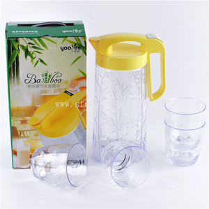 clear plastic water pitcher with 4cups cold water jug set 1.65L