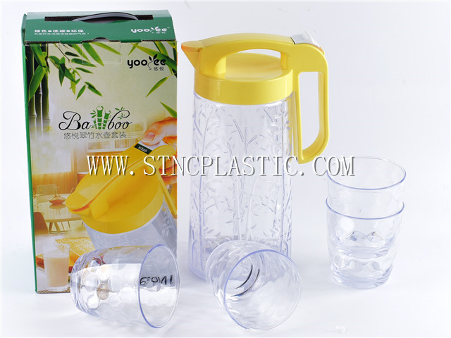 clear plastic water pitcher with 4cups cold water jug set 1.65L